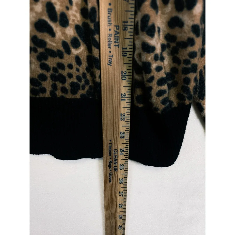 Gimmicks Sweater Womens L Brown Leopard Print Mixed Media Boho Indie Mob Wife - Picture 4 of 16